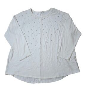 Cato Ivory Breeze‎ Top Faux Rhinestone Pearls Embellished 3/4 Sleeve Size 18/20W